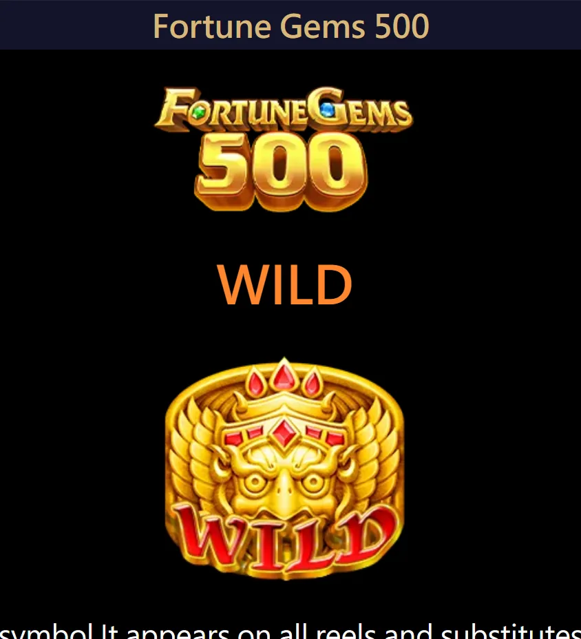 Readable crop of the Fortune Gems 500 Wild rule in official help Readable crop of the Fortune Gems 500 Wild rule in official help